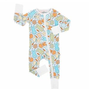 Caden Lane Convertible Romper | Blue Easter Cottontails Cuties 3-6 months